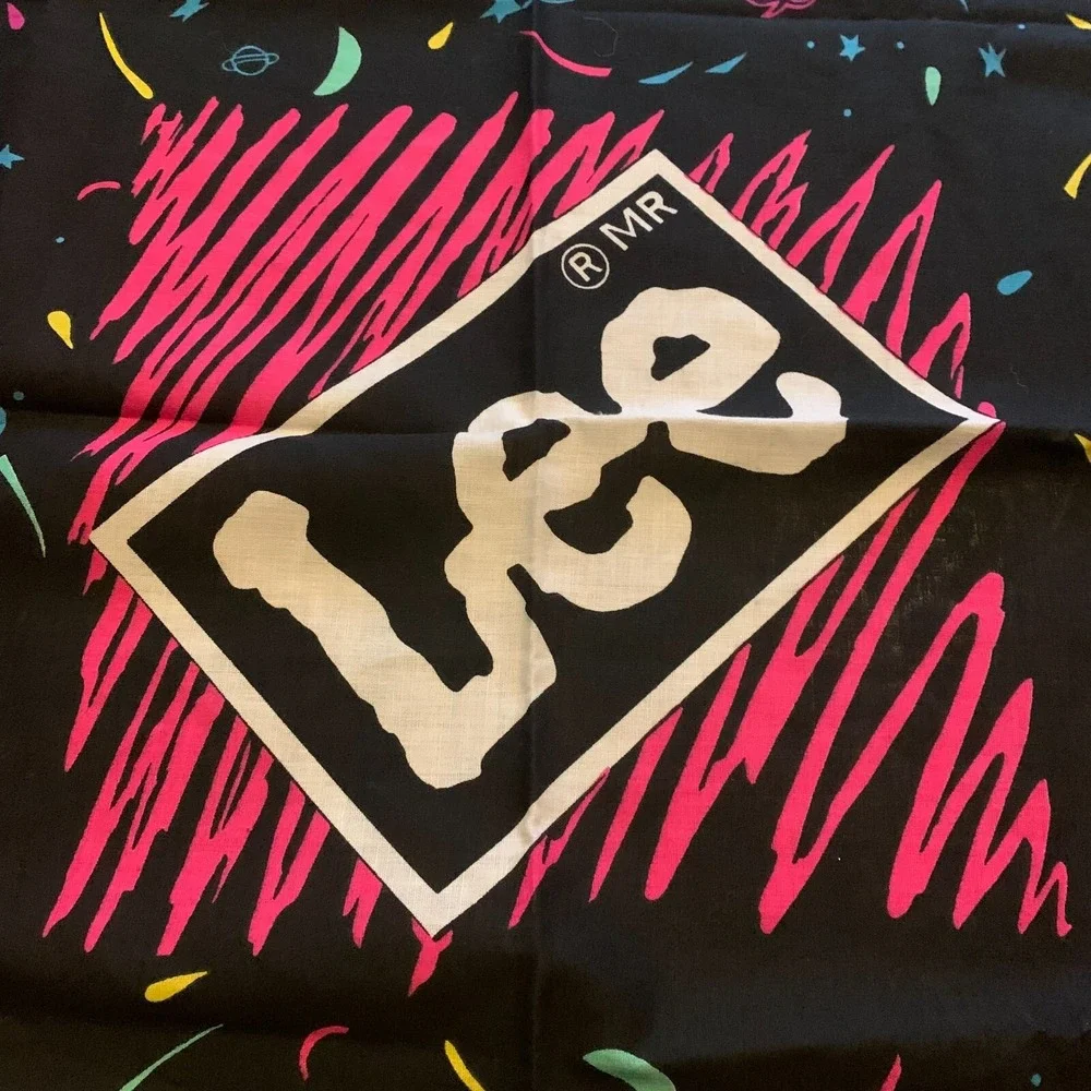 Vintage 80s Lee Bandana Black Neon Signed Logo Advertising Square Handkerchief‎